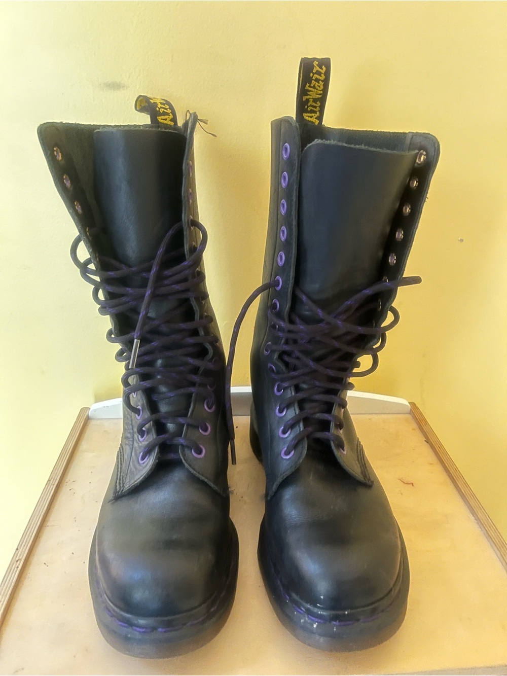 Dr. Martens 1914 Black Abaline 14 hole leather boot- made in England